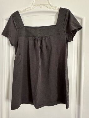 J Crew Square Neck Short Sleeve Top in Heathered Charcoal Color Size XS